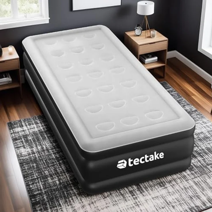 tectake Luftbett AirDreams, selbstaufblasbar mit elektrischer Pumpe, Schwarz/Weiß, 200 x 101 cm, belastbar bis 150 kg – Bild 2