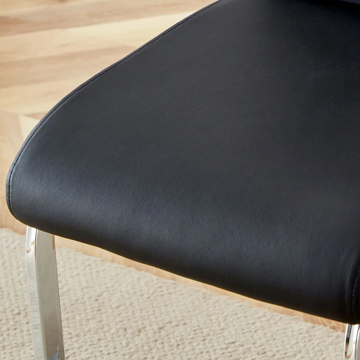 Zwei hohe schwarze Barhocker im nordischen Stil, geeignet für Restaurants, Küchen, Terrassen und Gäste Bürostühle (Set von 2) (‌Schwarz+PU)Geeignet für mehrere Gelegenheiten.--Schwarz+Silber--96.5x46.5x38.9cm--YOUDENOVA – Bild 6