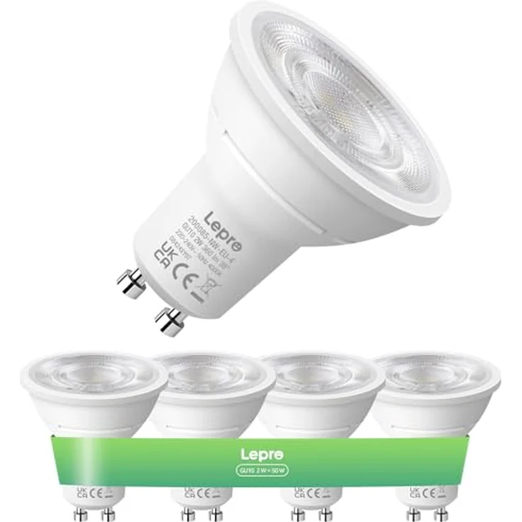 Lepro Energieklasse A GU10 LED Neutralweiß, 2W 4000K 360 LM, Nicht Dimmbar Reflektorlampe, Energiesparendes GU 10 LED Leuchtmittel, 38° Abstrahlwinkel für Wohnzimmer, Küche, Schlafzimmer, 4 Stück – Bild 2