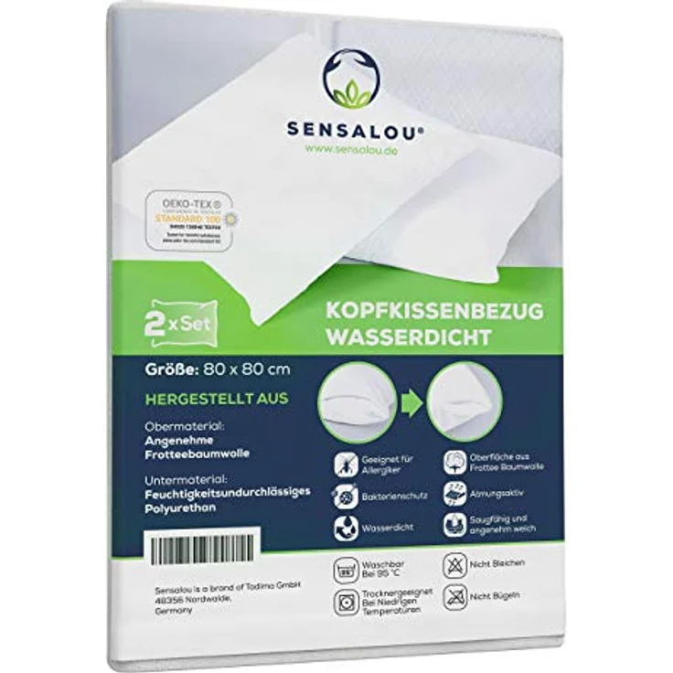 Sensalou Microfaserkissen Kopfkissenbezug mit Reißverschluss wasserdicht weiß - 2 Stück, Set, 2er Set – Bild 9