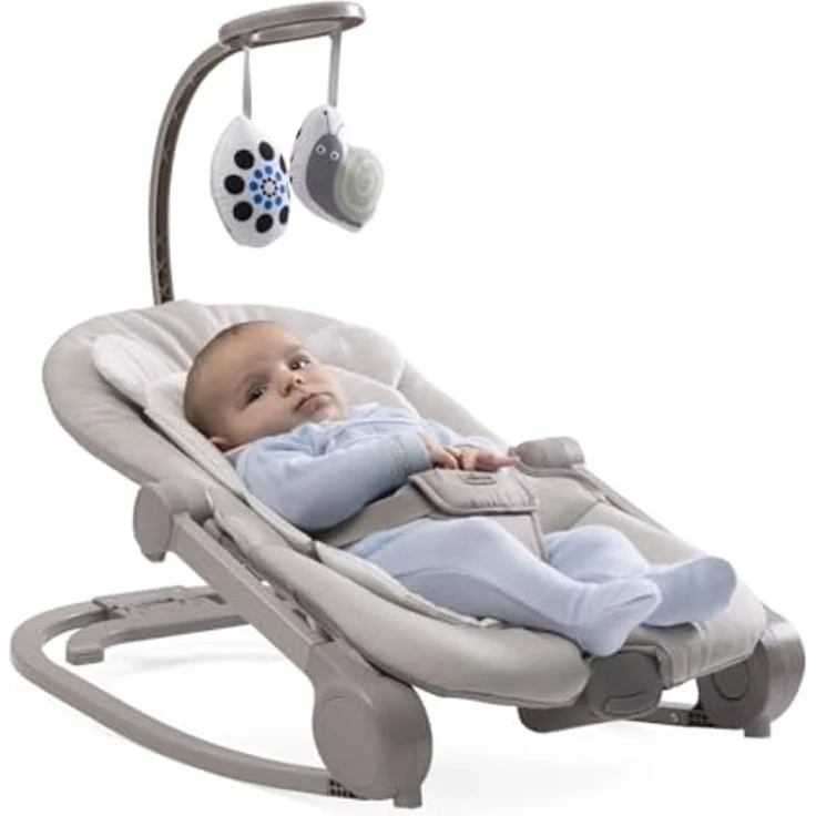Chicco Wippe Mia 2-in-1, Babywippe und Hochstuhl, Einlage aus Bio-Baumwolle, Wendbare Spielleiste, Musik und Vibration, Schaukel- oder feste Modus, Ab 0 Monaten – Bild 5