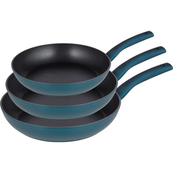 Michelino Pfannen-Set 3-tlg. Modern 20-28Ø Induktions-Bratpfannen abgerundeten Kanten Bratpfanne , Petrol – Bild 2