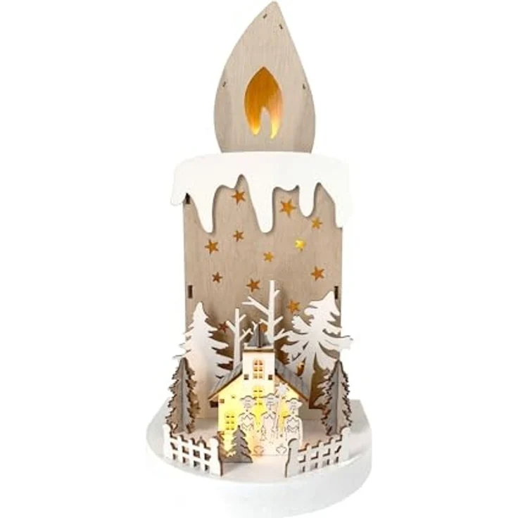 HTI-Living mit Kirche und Sternsingern Leuchtdeko Kerze – Bild 1