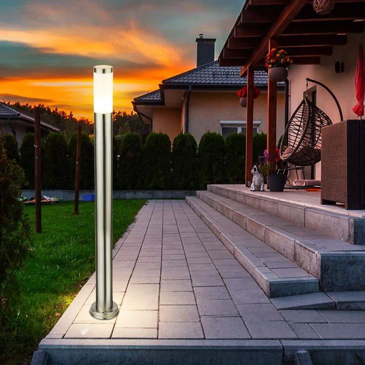 2er Set Außenlampen aus Edelstahl und opalem Kunststoff – Bild 10