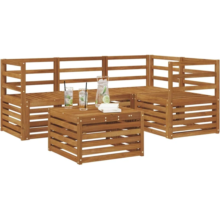 vidaXL Outdoor-Sofagarnitur 5 stk. 4-Sitzer Natur Massivholz Akazie 3374749 – Bild 3