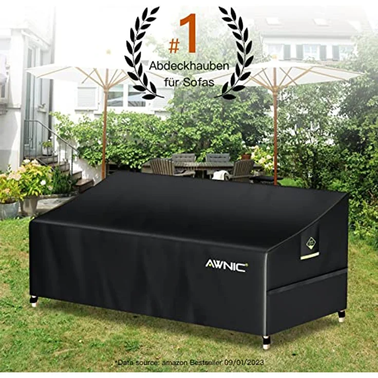 Awnic Sofa Überzug Couch Bezug Abdeckung für 3 Sitzer Wasserdicht Lounge Sofa Schutzhülle für Gartensofa Wasserdicht 420D Polyester 220 x 85 x 61/71cm – Bild 8