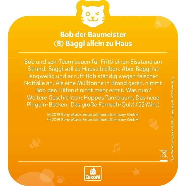Tigerbox 4154 tigercard-Bob der Baumeister-Folge 8: 'Baggi allein zu Haus', ab 3 Jahren – Bild 10