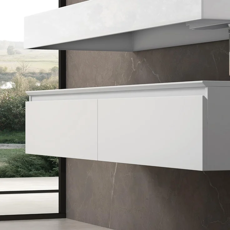 doporro Waschbeckenunterschrank Badmöbel Set Holzstruktur Schubladen Unterschrank Soft-Close MDF UP – Bild 5