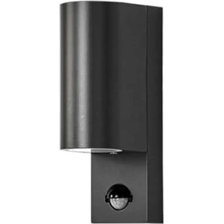 Lindby Wandleuchte außen Palina mit Bewegungsmelder, spritzwassergeschützt, 2-flammig, GU10, Aluminium schwarz