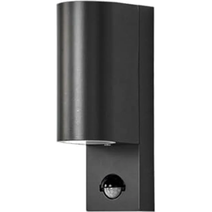 Lindby Wandleuchte außen Palina mit Bewegungsmelder, spritzwassergeschützt, 2-flammig, GU10, Aluminium schwarz – Bild 1