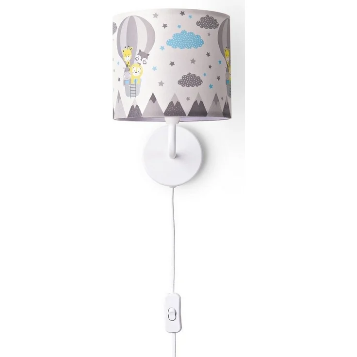 Paco Home Wandleuchte Cosmo 343, ohne Leuchtmittel, Lampe Kinderzimmer Stecker âˆ…18cm Heißluftballon Tiere Kabel 3m E14 – Bild 5
