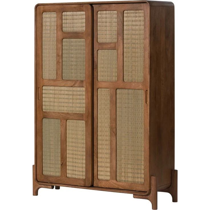 Highboard Mango/Seegras 110x40x150 hellbraun lackiert MIZUMI #118 – Bild 1