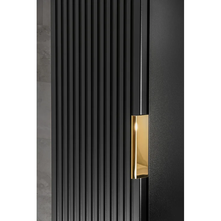Hochschrank mit 1 Tür (140x25x35cm), Schwarz matt – Bild 4
