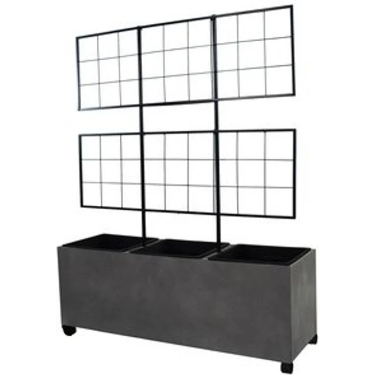 Dehner Blumentopf Milano, ca. 100 x 130 x 35 cm, Rollen/3 Pflanzeinsätzen, Pflanzkasten frostbeständig / UV-beständig / wetterfest, Leichtbeton – Bild 5