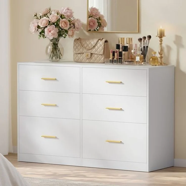 VASAGLE Kommode mit 6 Schubladen, Aufbewahrungsschrank, für Schlafzimmer, Wohnzimmer, 40 x 119 x 78 cm, weiß – Bild 2