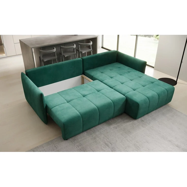Luxusbetten24 Schlafsofa Designer Sofa Velaro L in Samt, mit Stauraum und Schlaffunktion – Bild 3