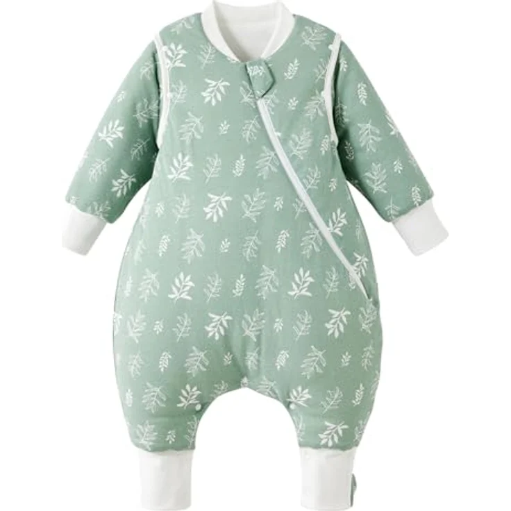 Duomiaomiao Baby Schlafsack mit füßen, Winter mit füßen,100% Baumwolle Schlafsack Baby, Baby Jungen 3.5 tog mit Schlafsack, Cartoon-Laub,Atmungsaktiv (90-100) – Bild 2