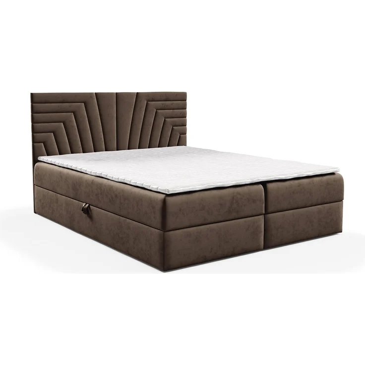 MEBLINI Boxspringbett BACALAR 200x200 cm mit Bettkasten – H4/Braun Samt Polsterbett - Gepolstert Doppelbett mit Matratze und Topper - Polsterbett mit Stauraum - Bett mit Kopfteil – Stauraumbett – Bild 2