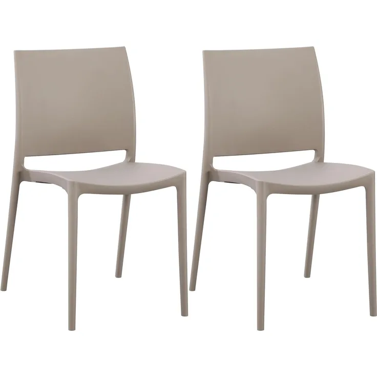 CLP 2er Set Gartenstühl Meton mit Lehne stapelbar wetterfest UV-beständig bis 150 kg,taupe