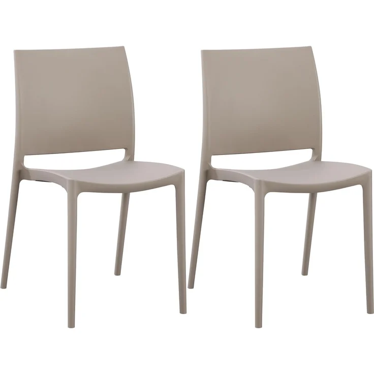CLP 2er Set Gartenstühl Meton mit Lehne stapelbar wetterfest UV-beständig bis 150 kg,taupe – Bild 1