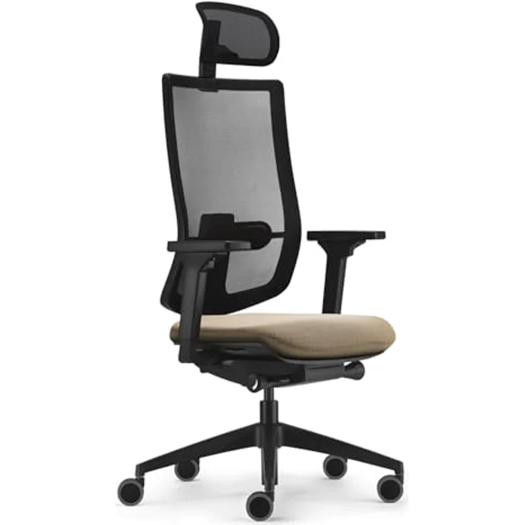 Sedus, se:do PRO Light 2, ergonomischer Bürostuhl, Netzmembran, Creme, Lordosenstütze, Nackenstütze, höhenverstellbar – Bild 2