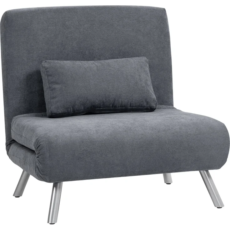 Polstersessel mit Bettfunktion, 3-in-1 Design, Schlafsessel, Gästebett, Stoffbezug, mit Kissen, Dunkelgrau--Dunkelgrau--80x75x83cm--YOUDENOVA – Bild 1