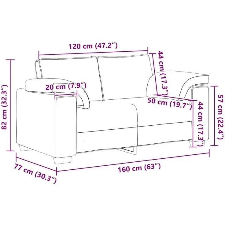 vidaXL Zweisitzer-Sofa Hellgrau 160x77x82 cm Samt 4105257 – Bild 7