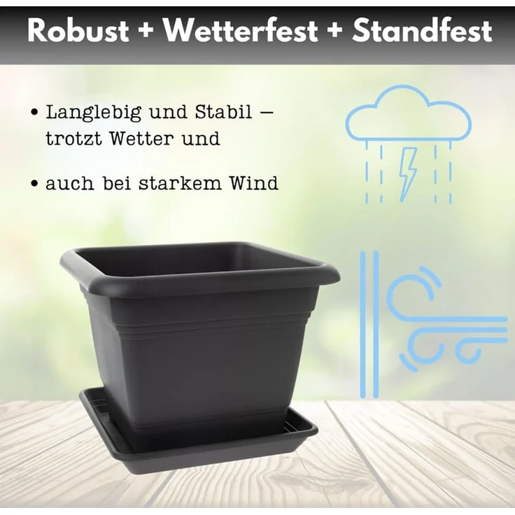 Centi Pflanzkübel Eckiger Pflanzkübel anthrazit modern robust (8er-Set) – Bild 5
