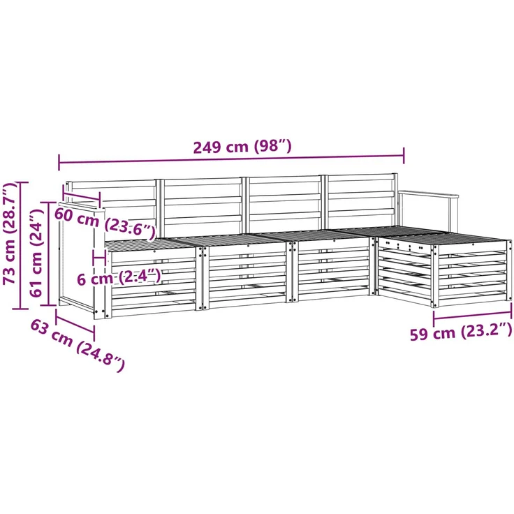 vidaXL Outdoor-Sofagarnitur 5 stk. 5-Sitzer Natur Massivholz Akazie 3384220 – Bild 7