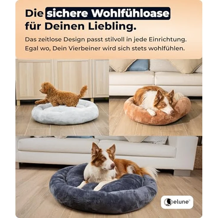 Belune Tierbett Deluxe - kuschelweiches Donutkissen - Made in Germany, vegane Materialien, verschiedene Größen und Farben, extra gemütlich, Made in Germany – Bild 9