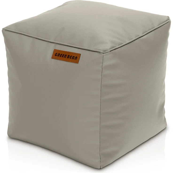 Green Bean® Sitzhocker aus Kunstleder - Pouf mit EPS Perlen Füllung - 40 x 40 cm - perfekte Ergänzung zum Sitzsack - Hellbraun-Grau – Bild 1