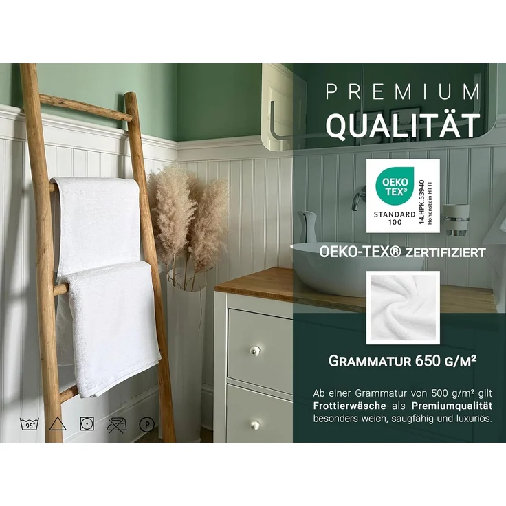 ZOLLNER Duschtücher, Walkfrottier (2-St), 70 x 140 cm, 100% Baumwolle, extra flauschig – Bild 4