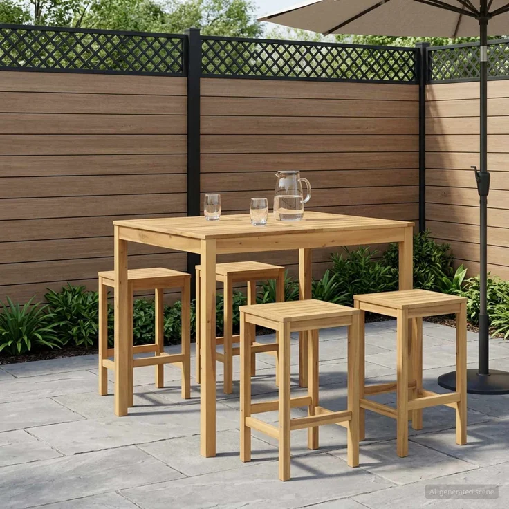 vidaXL Gartenbar-Tisch LAREN Weiß gewaschen 110 x 108,5 x 105 cm 901722 – Bild 1