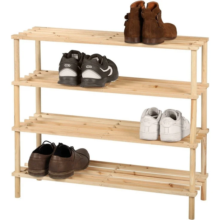 Urban Living Wood & CO Schuhregal, 4 Ebenen, 74 x 26 x 68 cm – Bild 1