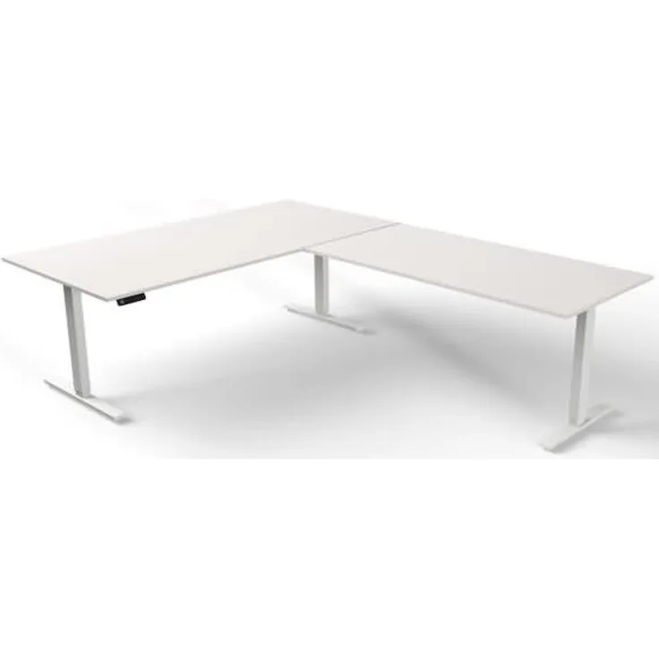 Kerkmann Move 3 Schreibtisch- Stehtisch 2000 x1000 mm mit Anbautisch 1600 x 800 mm elektrisch höhenverstellbar 720 - 1200 cm Mit Memory-Funkton - 4 Höhen speicherbar Weiß