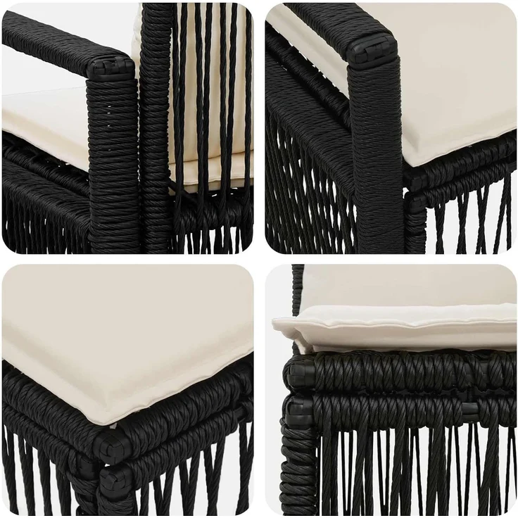 vidaXL Gartensofa-set 4 stk. 4-Sitzer Schwarz Poly-Rattan 3435634 – Bild 7
