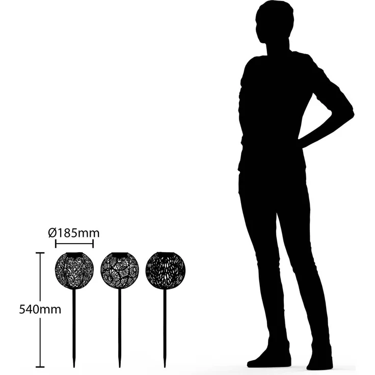 Lindby Außen-Stehlampe Vilani, LED, Metall, Alu warmweiß IP44, 3 x 0,06 W LED, warmweiß – Bild 7