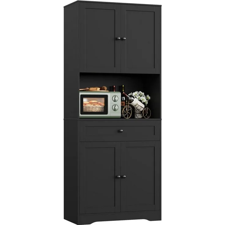 Homfa Küchenbuffet Küchenschrank Buffetschrank Vorratsschrank mit 4 Türen und Schublade, verstellbaren Einlegeböden, 75x40x180cm