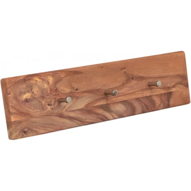 Wandgarderobe Tina mit 3 Haken 60x15x2,2 aus Sheesham-Massivholz
