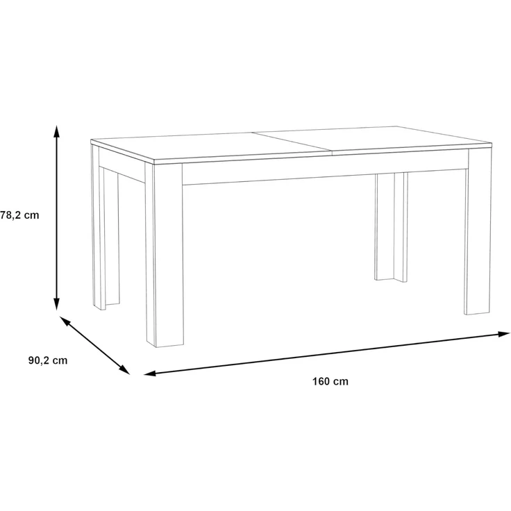 Forte Savona moderner Esstisch 160, ausziehbar, Esszimmer, Wohnzimmertisch, Holzwerkstoff, Edeleiche Holzdekor, 160 cm breit x 78,2 cm hoch x 90 cm tief – Bild 3