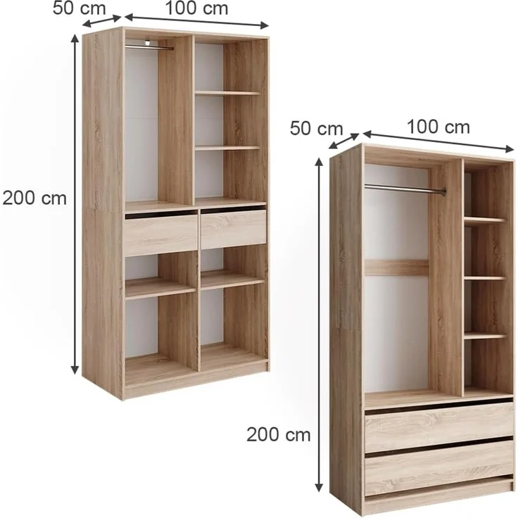 Kleiderschrank Elmo Sonoma 200 x 200 cm 2er Set Vicco – Bild 3