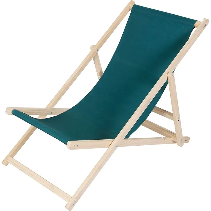 Sonnenliege Grün Strandmöbel Campingstuhl Holz klappbar Faltsitz Balkonsessel