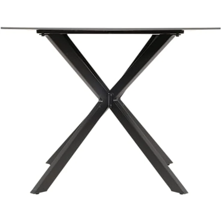 Ambia Garden Gartentisch, quadratisch, 90x90 cm, grau-schwarz, Metall mit Glasplatte, X-Form – Bild 3