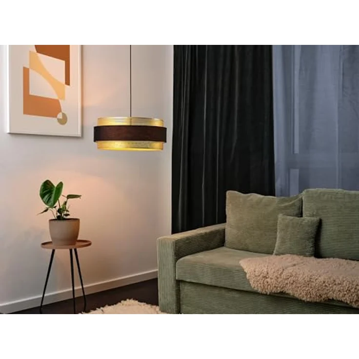 OSRAM Hängelampe Decor Hornet, zylinderförmiger Schirm aus goldfarbenem Metall, schwarz/gold, E27 – Bild 5