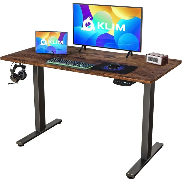 KLIM K120E Standing Desk + Höhenverstellbarer Schreibtisch 120x60 cm + Schreibtisch Höhenverstellbar Elektrisch mit Langlebigen Materialien + Einfache Installation + NEU 2022 (Walnuss)