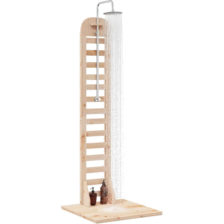 vidaXL Gartendusche 223 cm Massivholz Kiefer und Edelstahl Natur 886328 – Bild 3