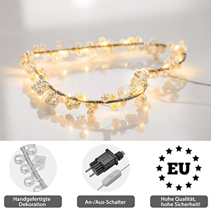 COZY HOME LED-Lichterkette Lichterketten Herz Lichterkranz LED Herz mit Stecker warmweiß Fenster – Bild 6