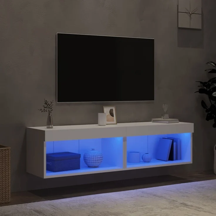 2 pcs TV-Schrank, Lowboard mit LED-Leuchten Weiß 60x30x30 cm – Bild 3