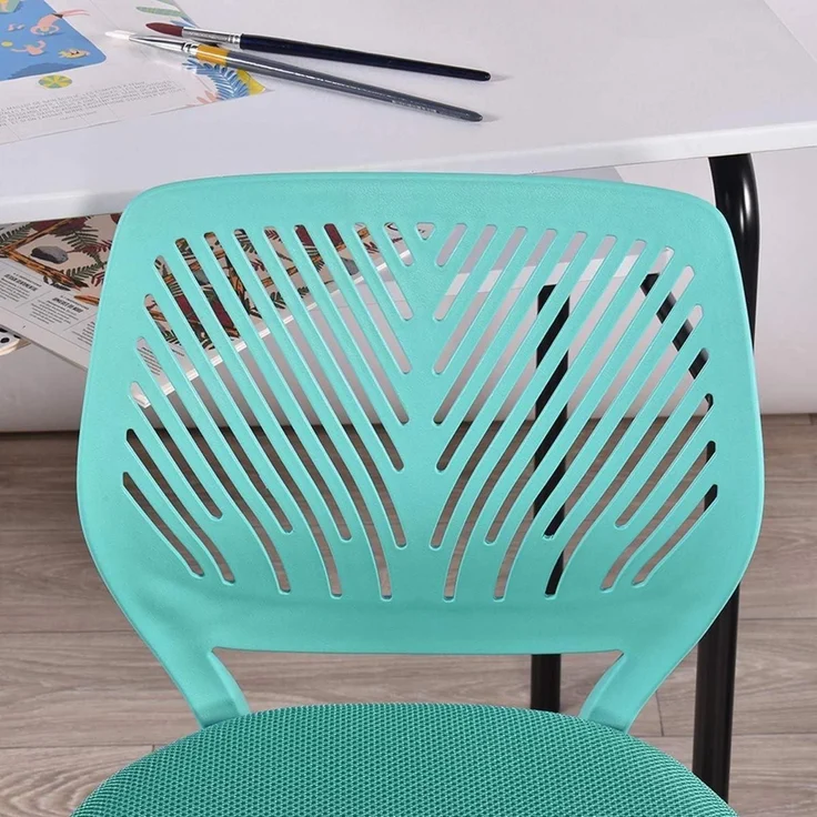 Verstellbarer Bürostuhl Stoff Aqua - Drehstuhl ohne Arm – Bild 8
