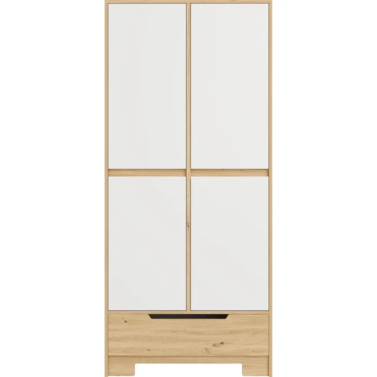 Küchenschrank 80 x 35 x 180 cm in Weiß und Natur mit Schublade und verstellbaren Einlegeböden – Bild 8
